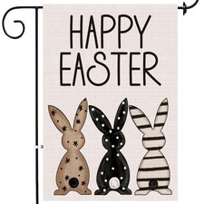 Easter Garden Flag 12x18 Inch Double Sided Outside, Black Bunnies Flag Burlap...