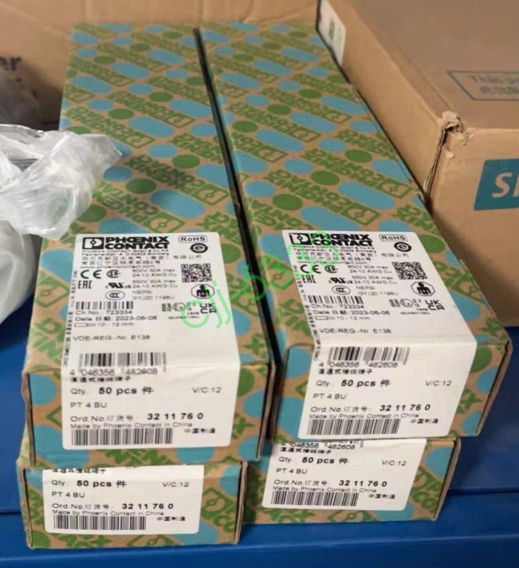 50PCS Phoenix Contact 3211760 straight through terminal block PT 4 BU