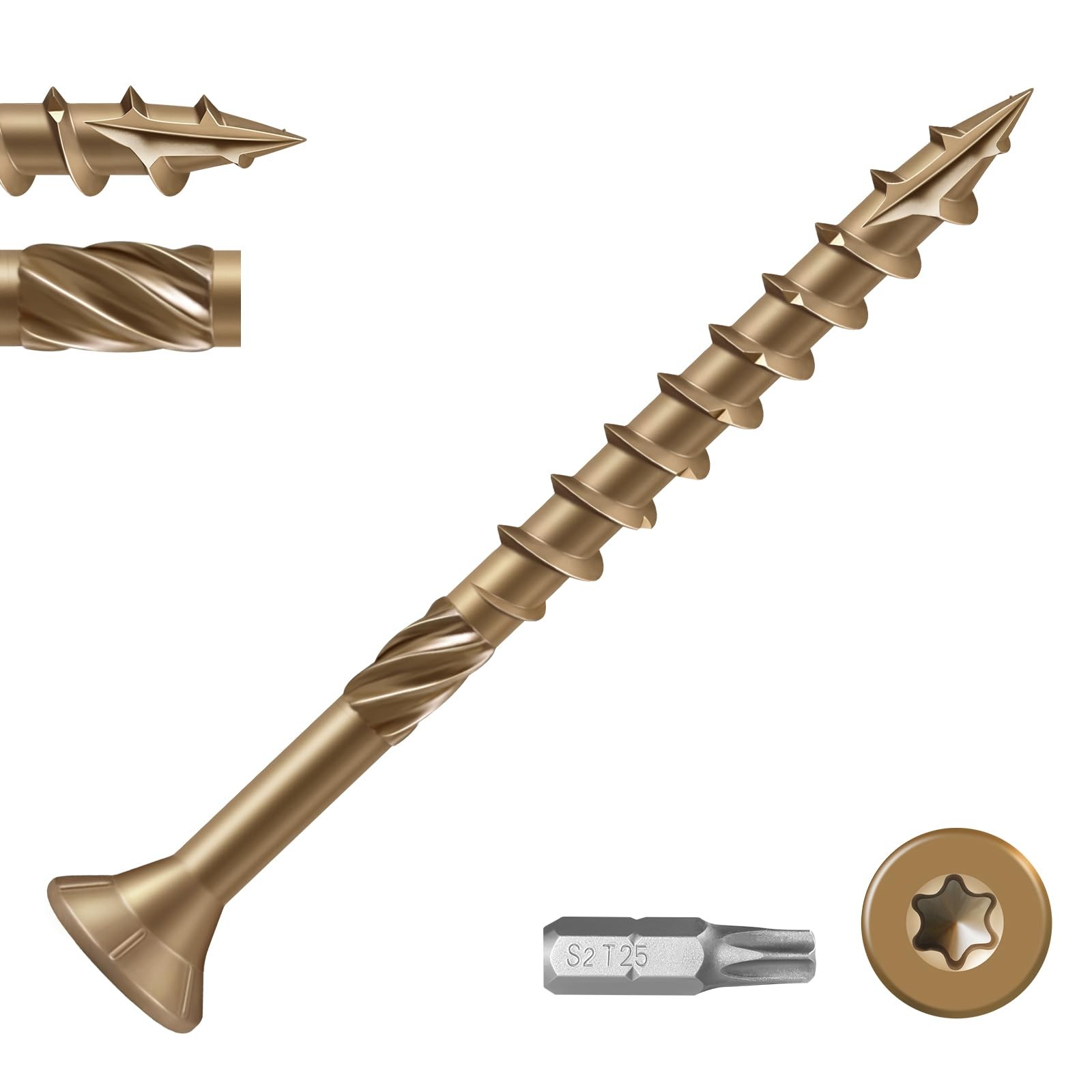 #8 Heavy-Duty 1-1/2 Inch Exterior Deck Screws for Outdoor Wood Decking