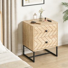 Bedside Table 2 Drawer Unit Nightstand Bedrom Wood Metal Handles Melamine