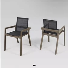 Belfast Outdoor Acacia and Mesh Dining Chairs (Set of 2) by