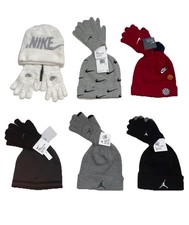 Nike or Jordan Beanie Hat & Gloves Set; 8 New Boys Styles Size 8/20, NWT