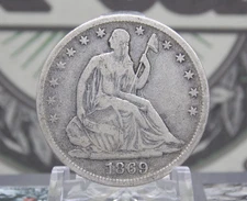 1869 "S" Seated Liberty SILVER Half Dollar 50c #EC2 **SAN FRANCISCO** ECC&C, Inc