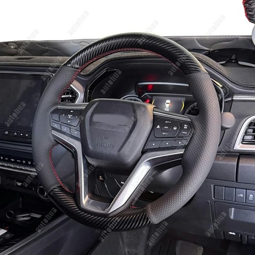 3D Carbon Fiber&Leather Steering Wheel Stitch on Wrap Cover For Isuzu D-MAX 20+ - Foto 3 di 12