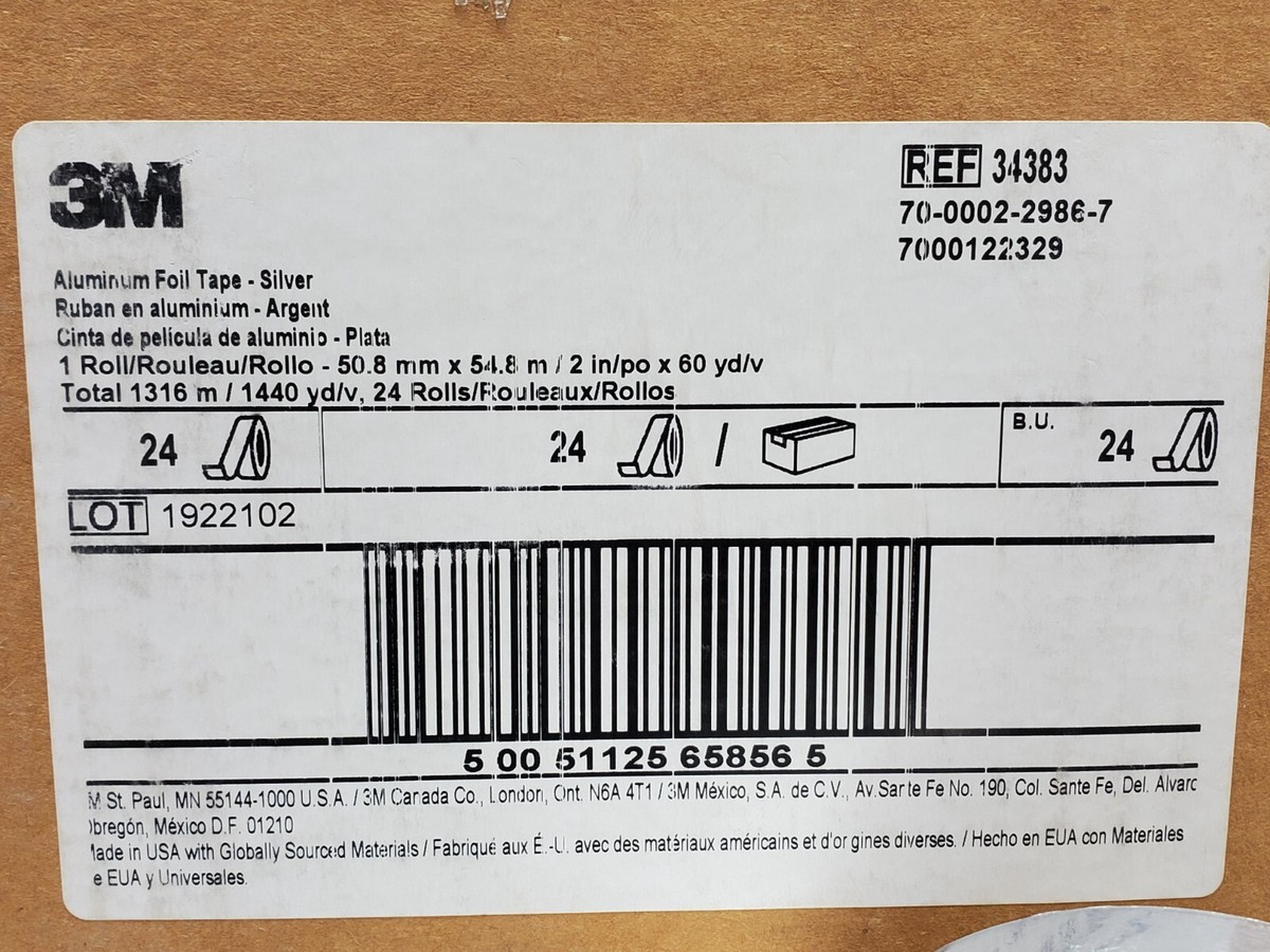 Metal Tape 3M 425, Silver, 4 In X 60 Yd, 4.6 Mil, 2 Rolls 0490fa03 De25 ...