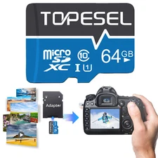 TOPESEL 64GB Micro SD Card Memory Cards Class 10 UHS-I TF Card for Camera Phone