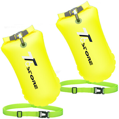 #ad #ad Safety Swim Buoy Tow Float Inflated Airbag 15L Open Water Swimming Flotation Aid