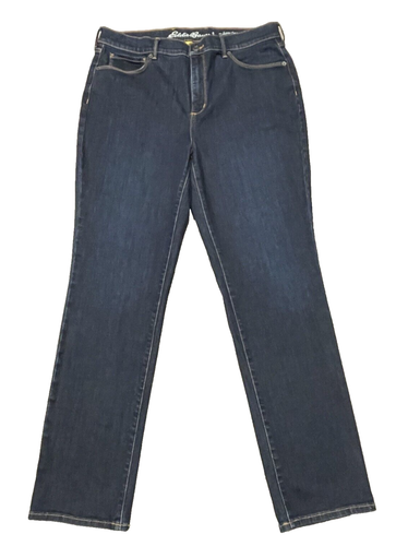 Jeans Eddie Bauer donna 14 leggermente curvy slim dritto vita alta scuro ++ - Foto 1 di 6