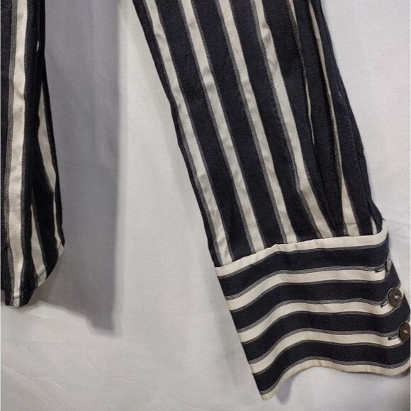 Top a rayas Kenneth Cole New York mezcla de seda para mujer 10 negro blanco retro años 90 Foto 3 de 4