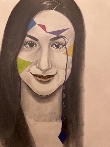 Arte de pared firmado bonita dama imagen arte impresión fiesta cara dibujo retrato - Imagen 8 de 9