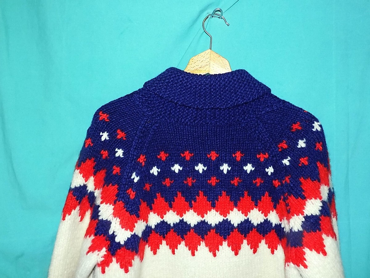 トップス 70's SWESTER EMPORIUM wool cardigan Exc! Vtg 70s HANDKNIT SWEATER, FULL TALON ZIP CARDIGAN, Sz L