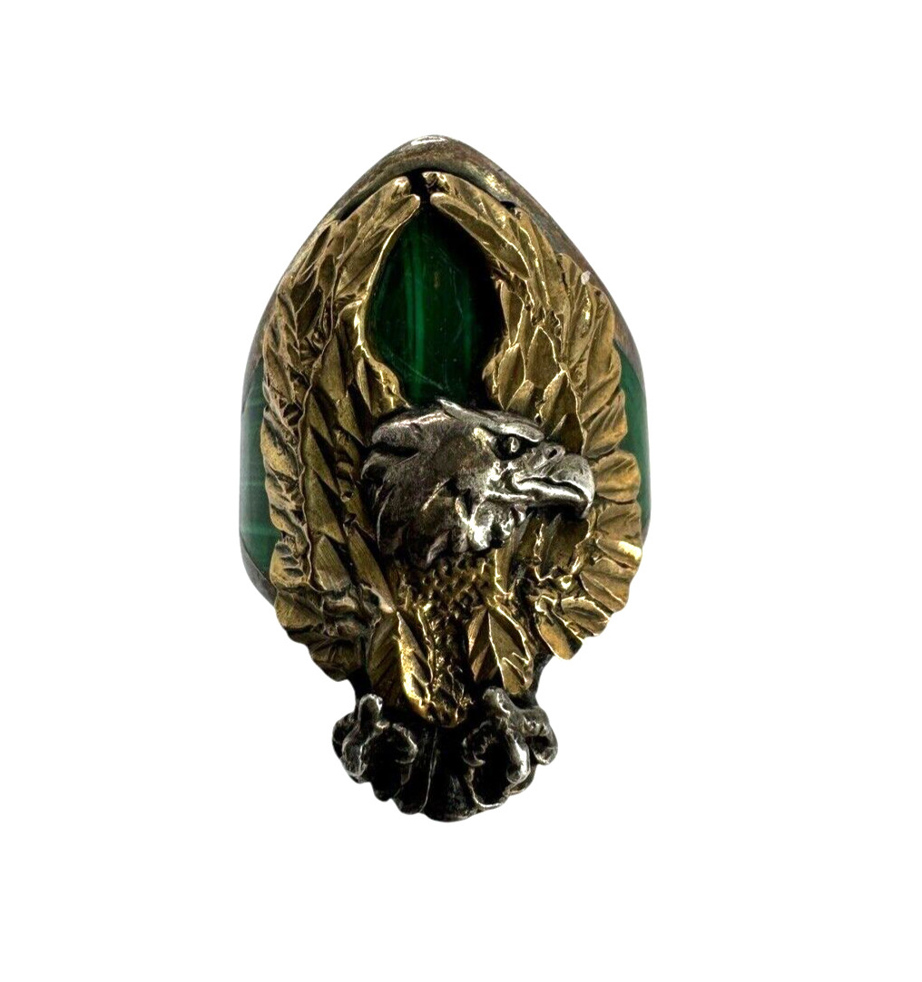 OTT Sterling Silver Malachite Eagle Ring Size 11.5 - image 1