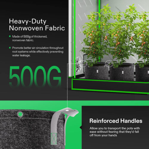 VIVOSUN 5 Pack Plant Grow Bag Thickened Nonwoven Fabric Pot 3/5/7/10/15/25 Gal - Picture 36 of 43