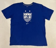 Nike US Soccer USMNT USA Swoosh Shirt Mens XL Royal Blue White Short Sleeve