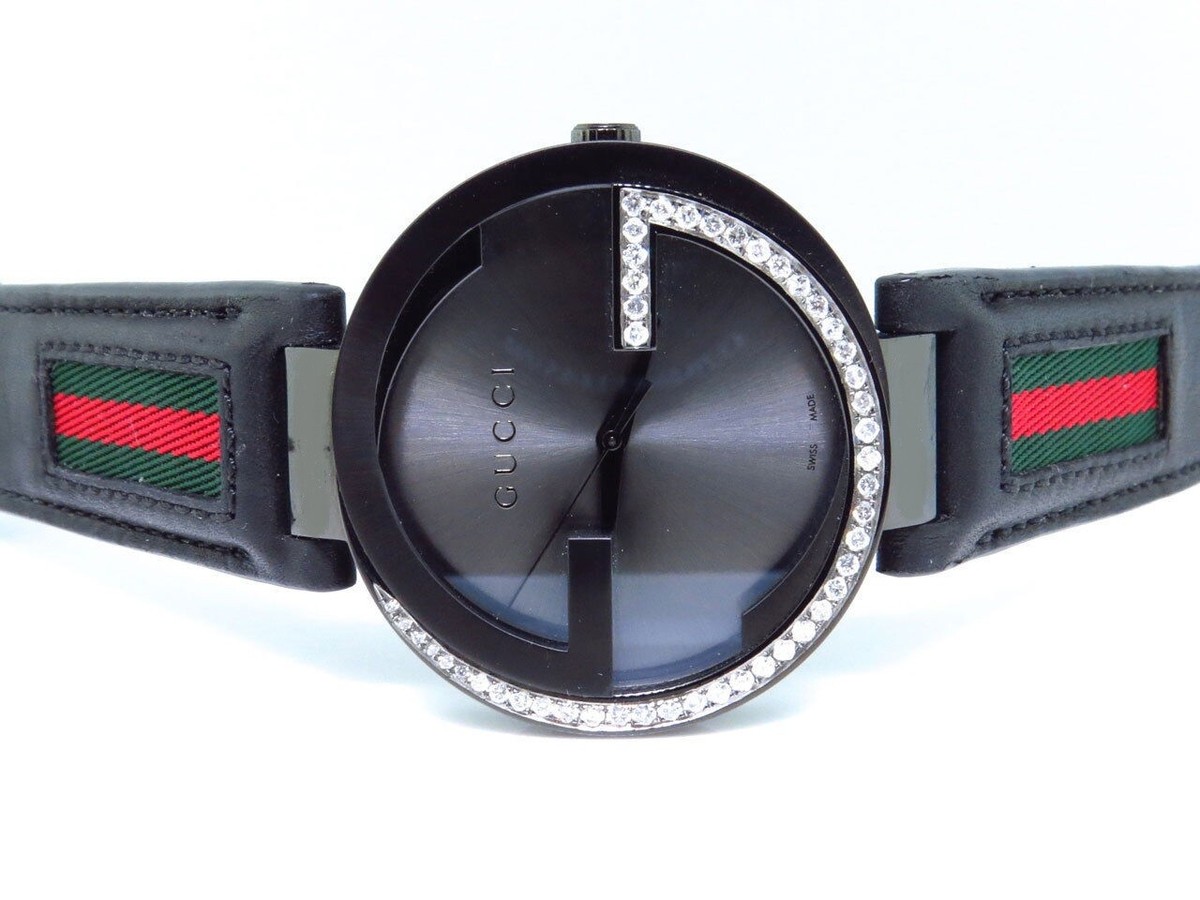 Mens Gucci Black PVD 42 MM XL Interlocking GG Diamond Watch 1.25