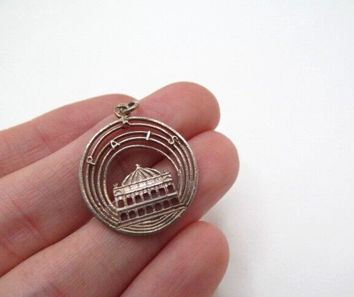 Vintage 925 Sterling Silver Paris Opera Reversible Opera House Pendant
