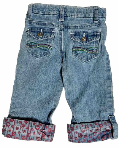 SPECIALTY GIRL Cuffed Denim Jeans W/ Embroidery Sz. 2/2T (467.E) - Picture 4 of 5