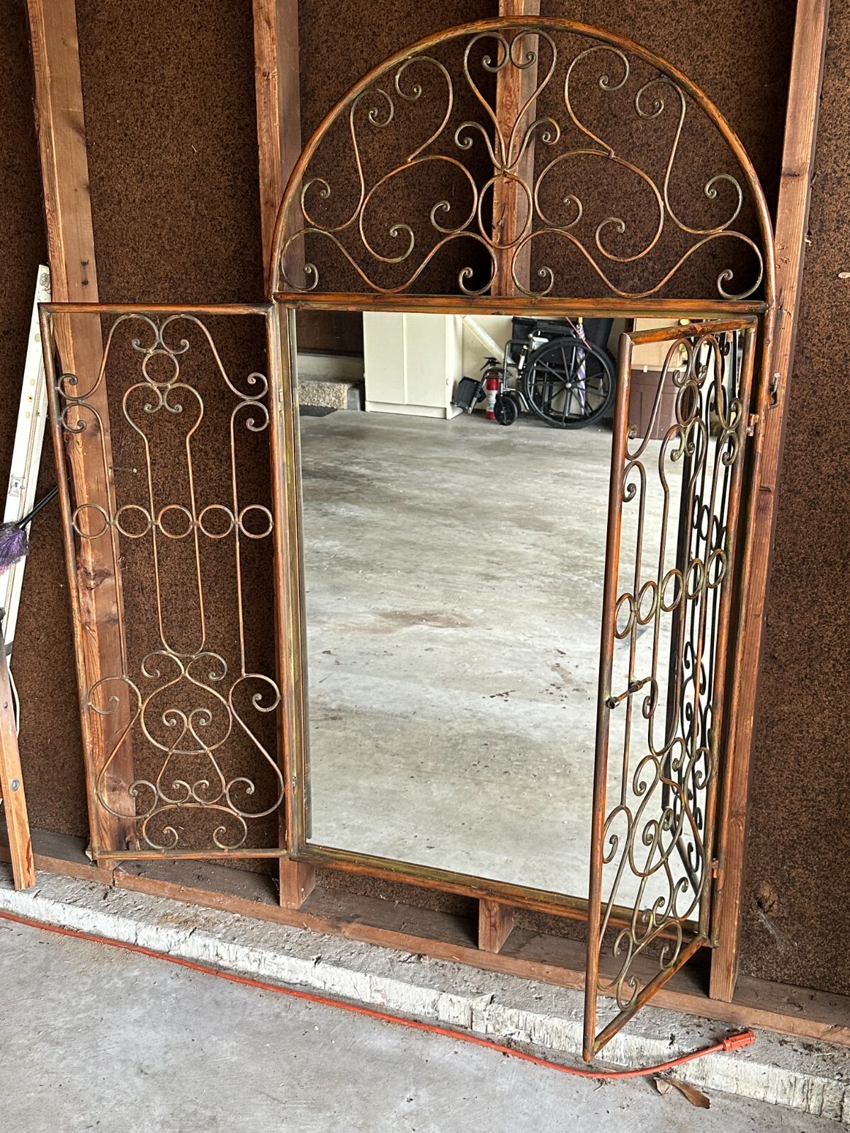 Vintage Shabby Chic Wrought Iron Garden Gate Wall Mirror eBay