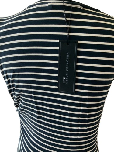 VERONICA BEARD DAMEN STREIFEN MIDI ASYMMETRISCH SS GERRUCH MARINEWEISSES KLEID NEU MIT ETIKETT M - Bild 5 von 8