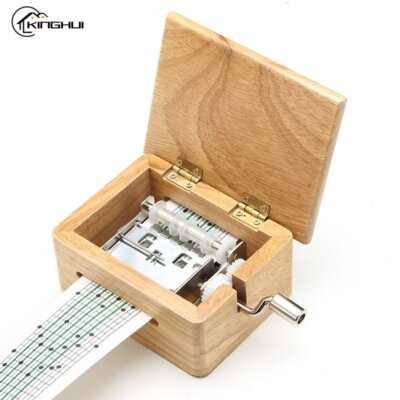 15Tone Hand-cranked Music Box Paper Tape Puncher Wooden Music Box Composing DIY