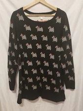 Charter Club Sweater Women 0X Multicolor Terrier Dog Rhinestone