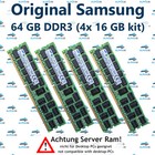 64 GB (4x 16 GB) Rdimm DDR3-1600 Dell Precision Work Station T7600 Server RAM