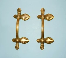 Ornate Leaf Brass Garden Door Pull Feathered Plant Foliage Door Handle Set HK197
