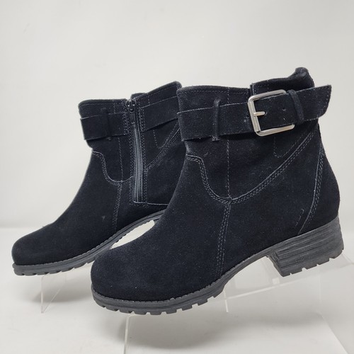 Clarks Suede Boots Womens 6.5 Black Marana Ankle Booties Buckle Zipper Shoes - Bild 2 von 8