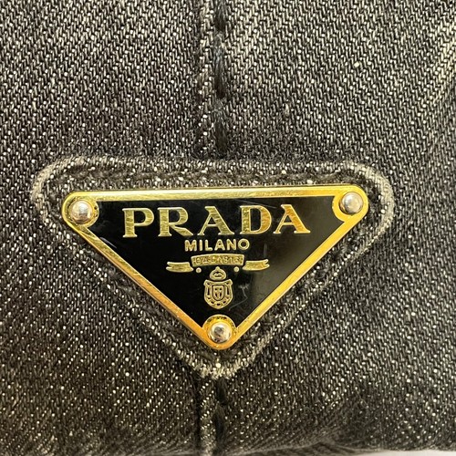 Prada 2way bag Canapa black triangle plate logo gold hardware canvas - Picture 12 of 23