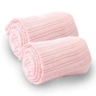 Pack Of 2 Pink Pure Cotton Cellular Blanket for Pram Cot Bed Moses Basket Crib
