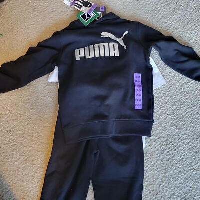Boys Puma 3pcs Active Wear Black/White Size 5/6 NWT