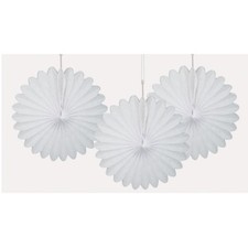 White Mini Fan Ceiling Wall Hanging Decorations - 6 inches