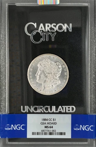 1884-CC Morgan Silver Dollar $1 Carson City GSA Hoard NGC MS64