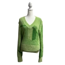 House of Sunny Sweater Vest Long Detachable Sleeves Abstract Fuzzy Green 4
