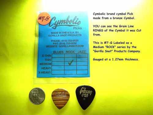 Bronze Cymbal Metal GUITAR PICK, Cymbolic "MEDIUM" ROCK Cymbal Pick, HEAVY PICK