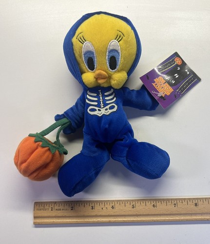 1999 Warner Bros Studio Store Skeleton Tweety Bird Mini Bean Bag-Beanie - Picture 7 of 7