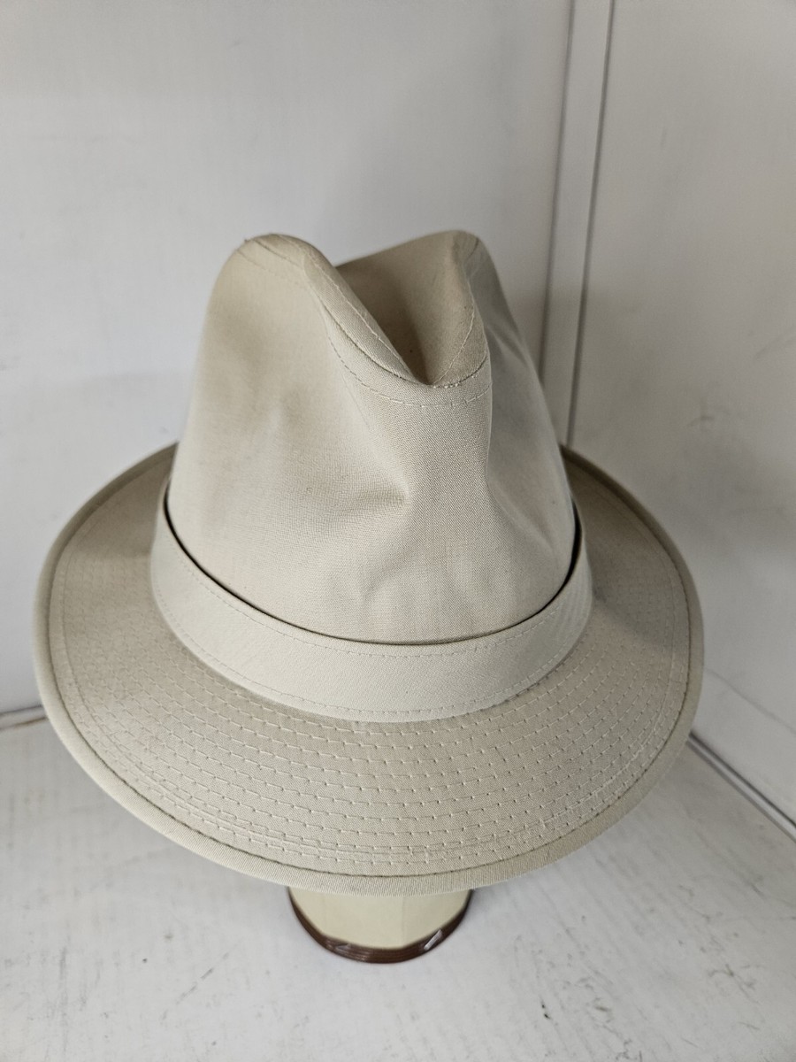 London Fog Fitted Size 7 1/8 Natural L3110 Fedora Cap Hat Khaki