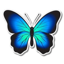 Blue Butterfly Colorful Beautiful Car Laptop Phone Vinyl Sticker - SELECT SIZE
