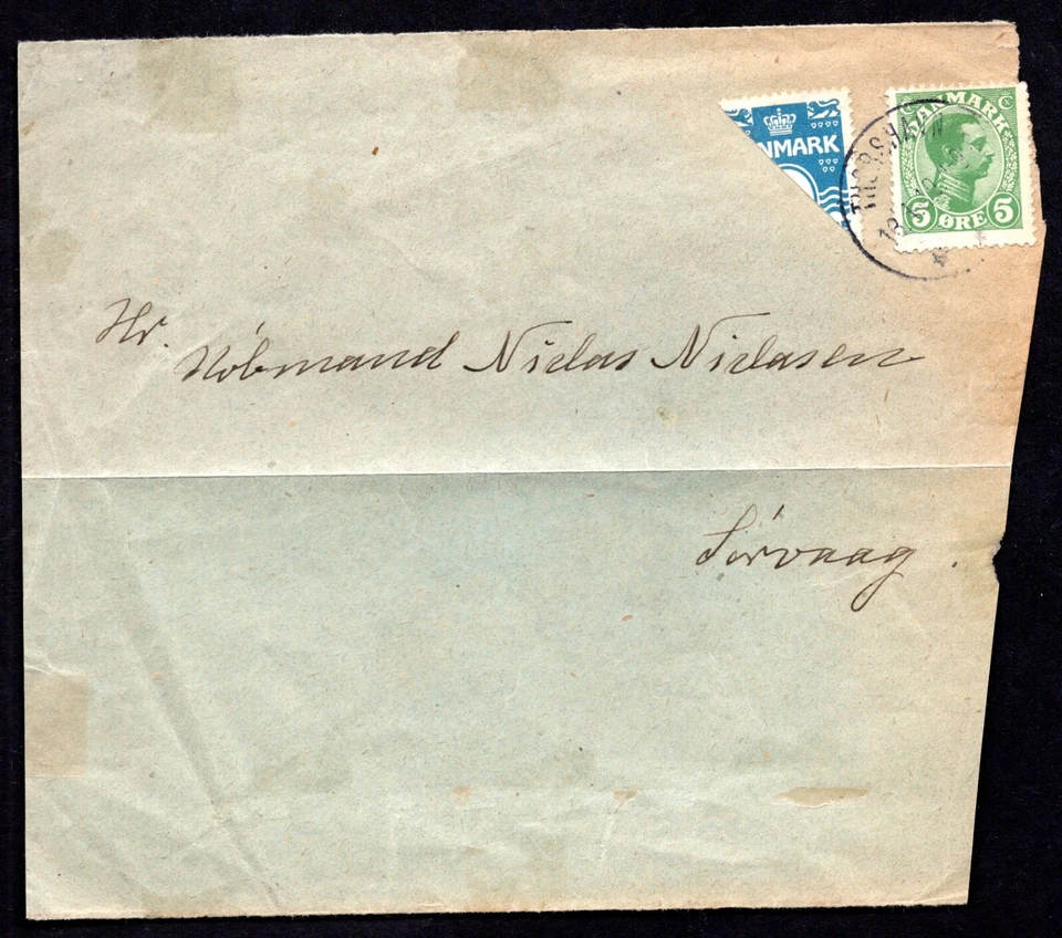 DINAMARCA 1919 SCOTT # 88A BISECT 40RG AZUL PERF 14 X 14 1/2 Foto 3 de 4