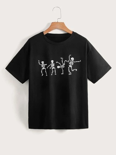 Shein Skeleton Print Drop Shoulder Tee Size XL New in Bag - Bild 1 von 4