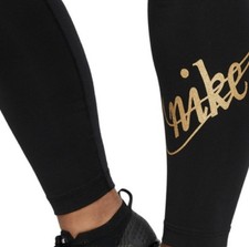 Gold Glitter Logo Leggings Black 