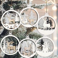 6pcs Christmas Farmhouse Rustic Ornaments Set for Christmas Tree Decorations ...
