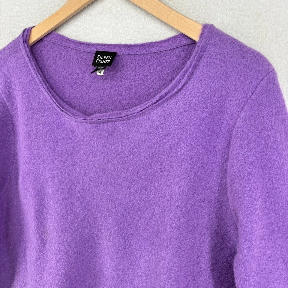 Suéter EILEEN FISHER XL Mezcla Lana Angora Capas Asimétrico Púrpura De Colección Foto 2 de 4