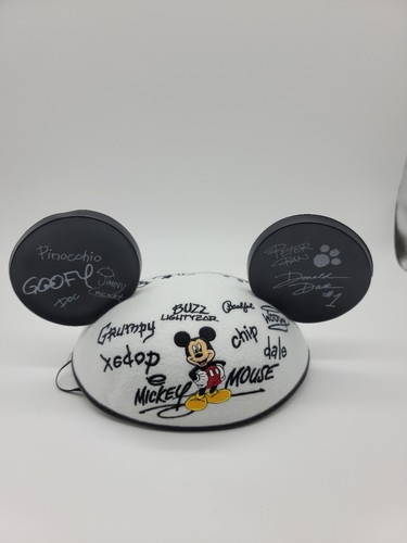 Disney Mickey Mouse Ears White Cap Hat Disney Characters Embroidered Signatures
