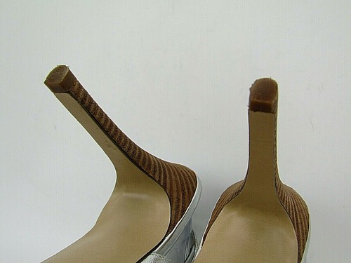 Guess Womens 9.5 Silver Rosetta Stiletto Platform Slingback Heel Sandals Cutout - Picture 7 of 10
