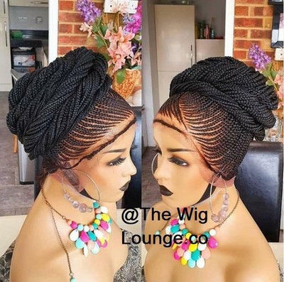 Full Lace Cornrow Braided Wig Baby Hair Fully Handmade Front