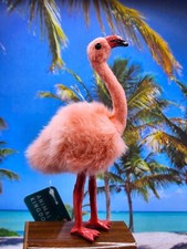 Pink Flamingo fuzzy  furry Christmas Ornament Florida Beach Tropical Bird