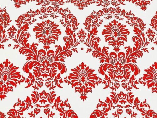 Tissu velours damas taffeta flocage rouge et blanc 58 pouces décor 3D - Photo 1/2