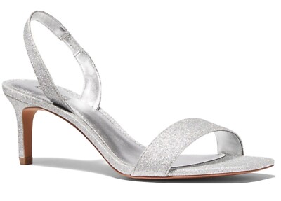 Michael Kors $100 Mila Slingback Sandals   Size 7 Silver Pixie Glitter   Wedding