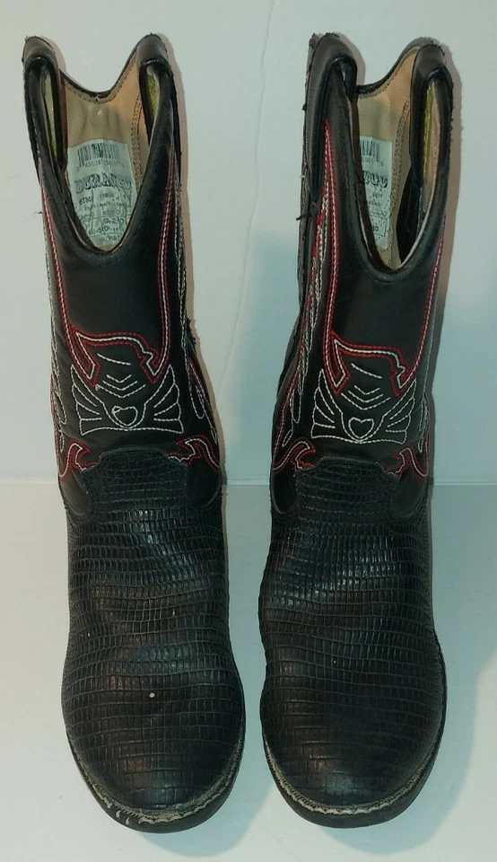 Botas de caubói Durango preto estampa de lagarto juvenil tamanho 2,5 D estilo BT840 menino lagarto - Imagem 2 de 4
